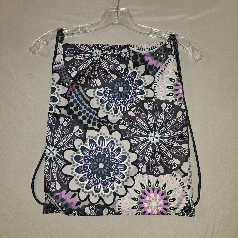 Vera Bradley Drawstring Backpack OS Purple Floral Mandala Cinch Sack Bag travel